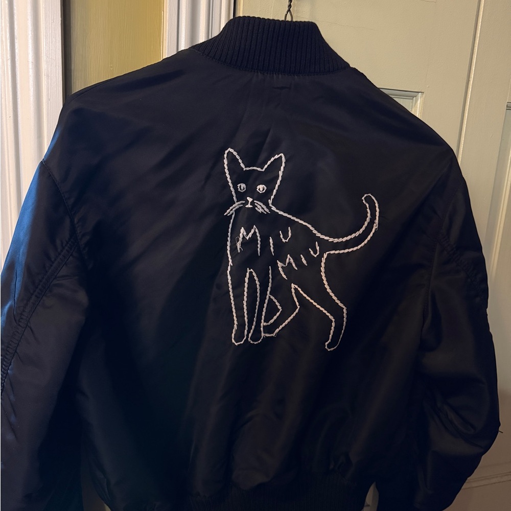 Authentic Miu Miu Cat Embroidery Bomber Jacket